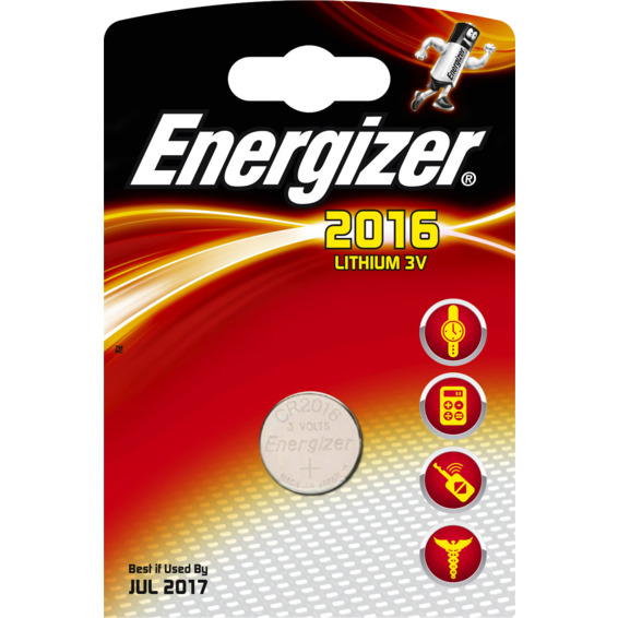 Batteri CR2016 Lithium 3V 80mAh ENERGIZER Ø20x1,6mm Batteri CR2016 Lithium 3V 80mAh ENERGIZER Ø20x1,6mm