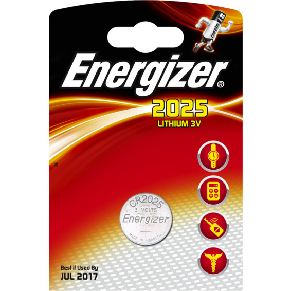 Batteri CR2025 Lithium 3V 170mAh ENERGIZER Ø20x2,5mm Batteri CR2025 Lithium 3V 170mAh ENERGIZER Ø20x2,5mm