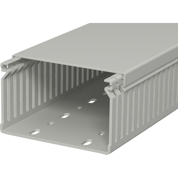 Slisset kanal LK 60100 med lokk grå PVC 100x60 Slisset kanal LK 60100 med lokk grå PVC 100x60