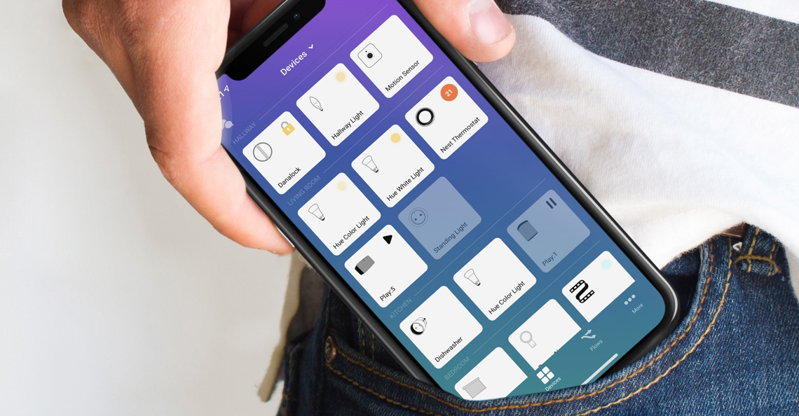 F hele ditt smarthus inn i en app med Homey