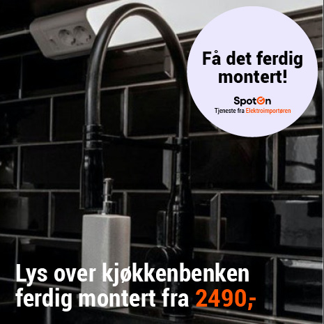 Ferdig montert lys over kjkkenbenk