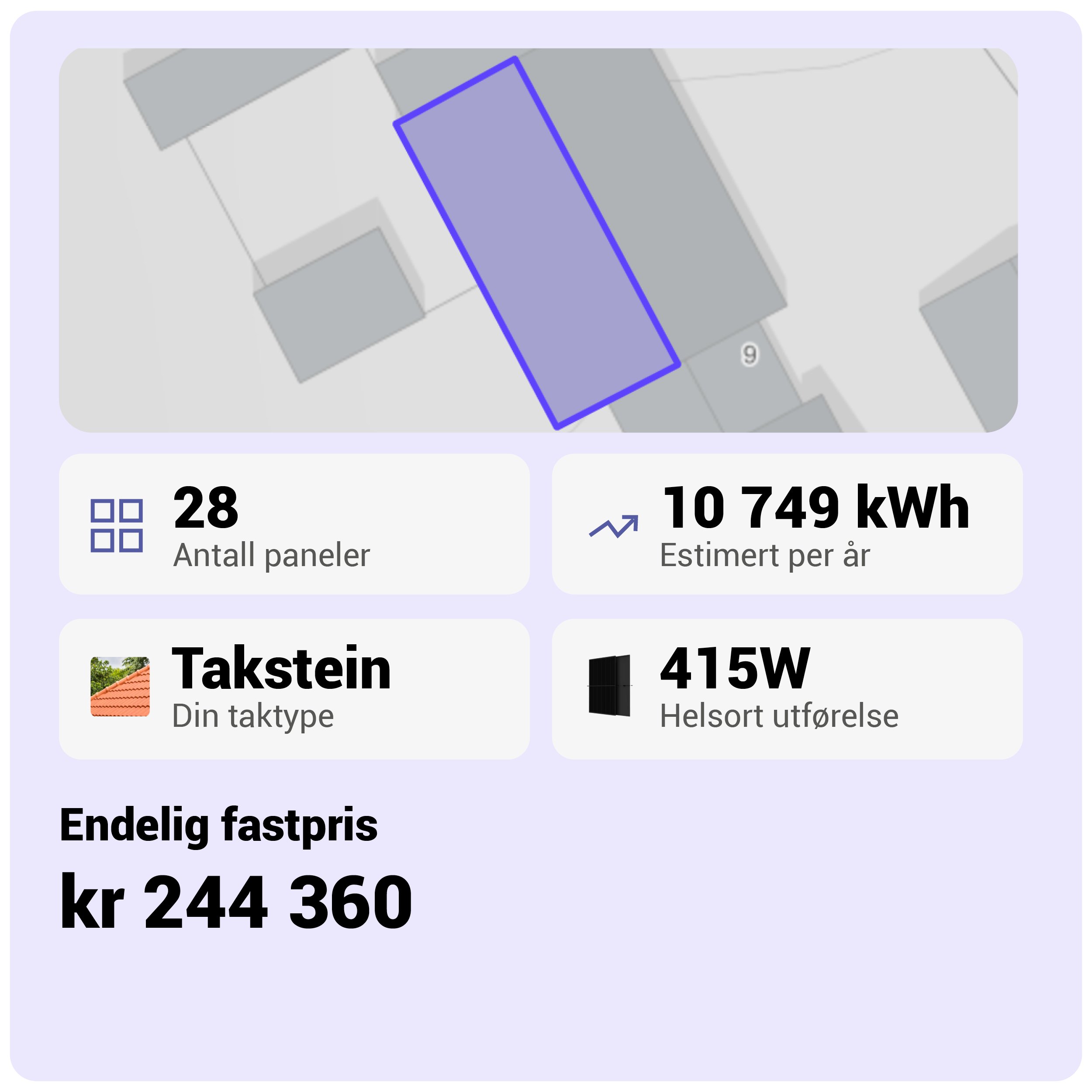 Eksempelbilde av hvordan pristlbud blir presentert