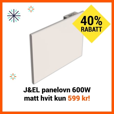 J&EL panelovn 600W matt hvit