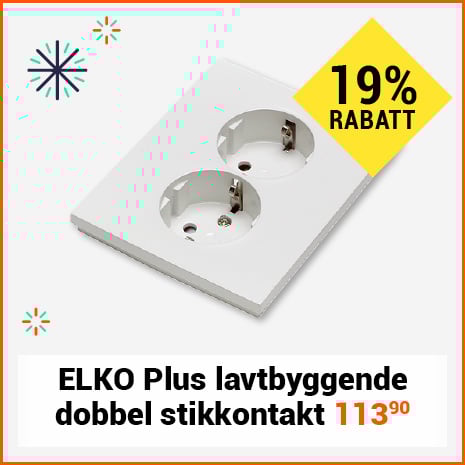 Elko Plus Stikkontakt Dobbel Innfelt Jord Polarhvit