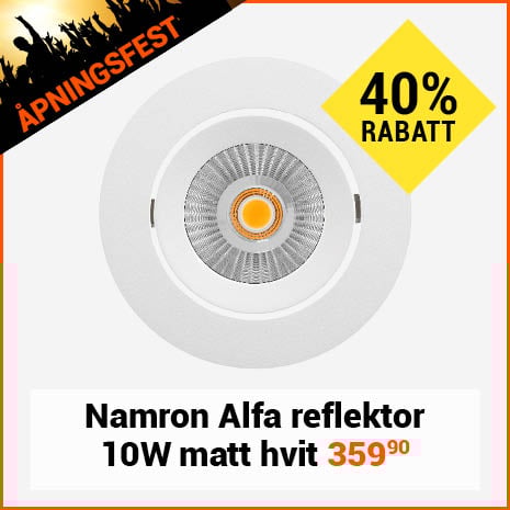 Namron Alfa reflektor Downlight 10W matt hvit