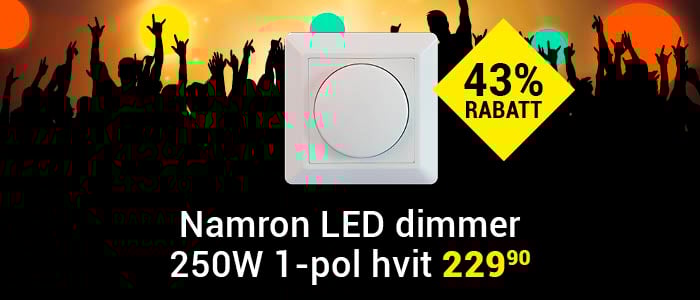 Namron LED Dimmer 250W 1-pol hvit