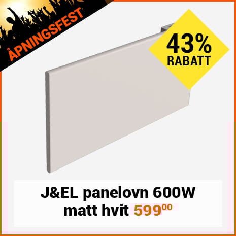 J&EL panelovn 600W matt hvit