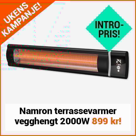 Terrassevarmer Vegghengt 2000w Sort