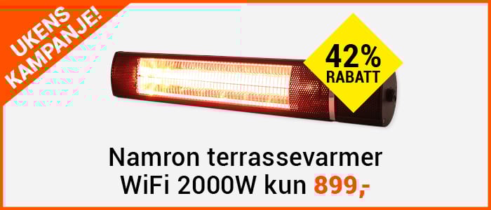 Namron terrassevarmer WiFi 2000W Sort