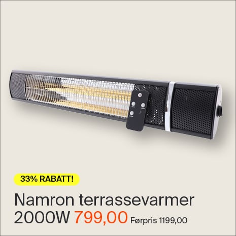 Terrassevarmer m/Fjernkontroll 2000W Sort