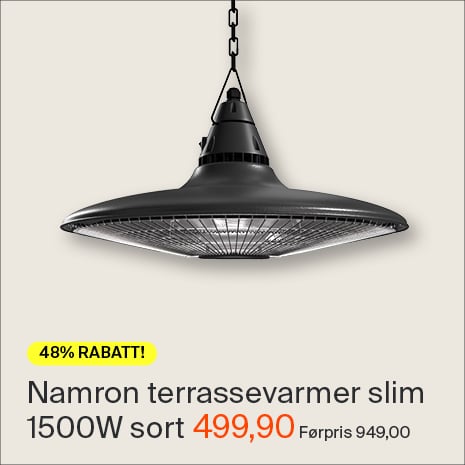 Nedhengt Terrassevarmer Slim 1500w Sort