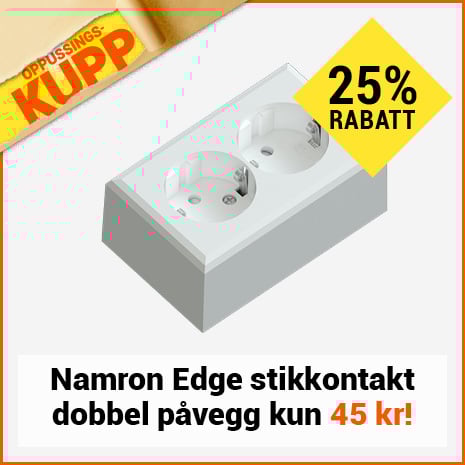 Edge stikkontakt dobbel pvegg jord polarhvit
