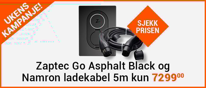 Zaptec Go Asphalt Black og Namron ladekabel 5m