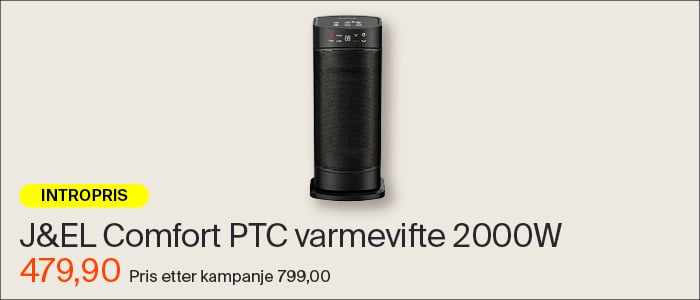 J&EL Comfort PTC varmevifte 2000w sort
