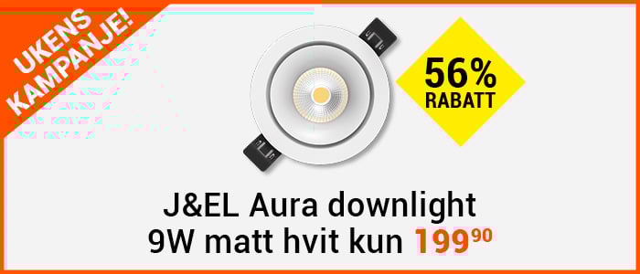 J&EL Aura downlight 9W matt hvit
