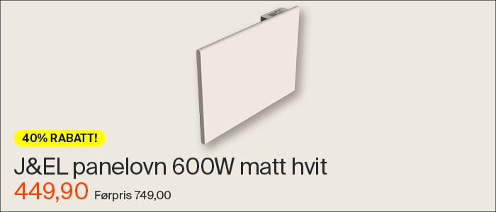 J&EL panelovn 600W matt hvit