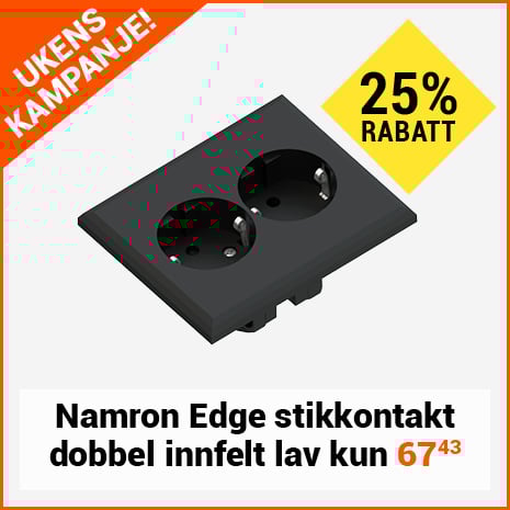 Namron Edge stikkontakt dobbel innfelt