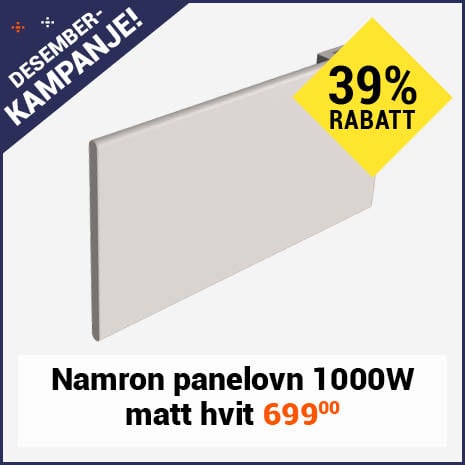 Namron Panelovn 1000W matt hvit