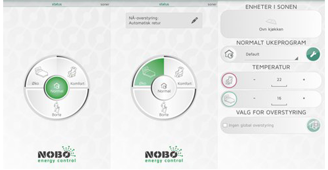 Nobø energy control er en intuitiv og oversiktlig app