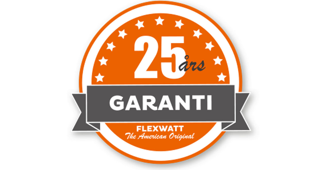 Flexwatt varmefolie har 25års garanti Flexwatt varmefolie har 25års garanti