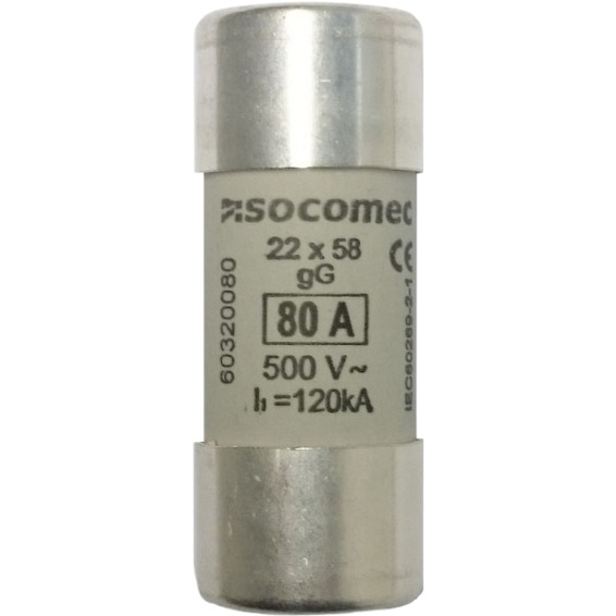 Sikring 80A gG 500V 22x58mm Sikring 80A gG 500V 22x58mm