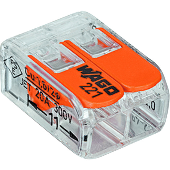 Wago koblingsklemme 221-412 2-leder Transparent Wago koblingsklemme 221-412 2-leder Transparent