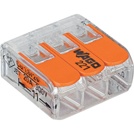 Wago koblingsklemme 221-413 3-leder Transparent Wago koblingsklemme 221-413 3-leder Transparent