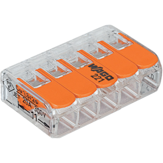 Wago koblingsklemme 221-415 5-leder Transparent Wago koblingsklemme 221-415 5-leder Transparent