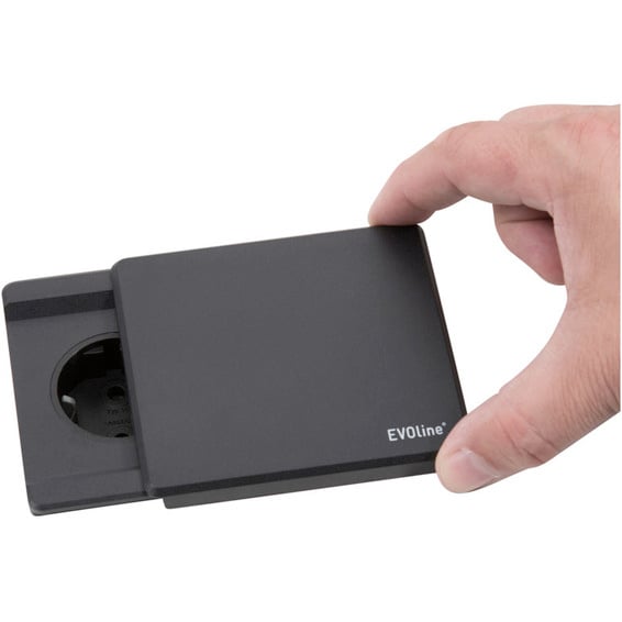 Evoline Square80 Sort. 1x stikk 230V og 1x USB lader 1000mA Evoline Square80 Sort. 1x stikk 230V og 1x USB lader 1000mA