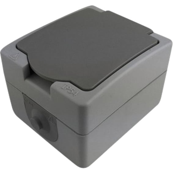 Enkel stikk m/jord klapplokk IP54 Enkel stikk m/jord klapplokk IP54