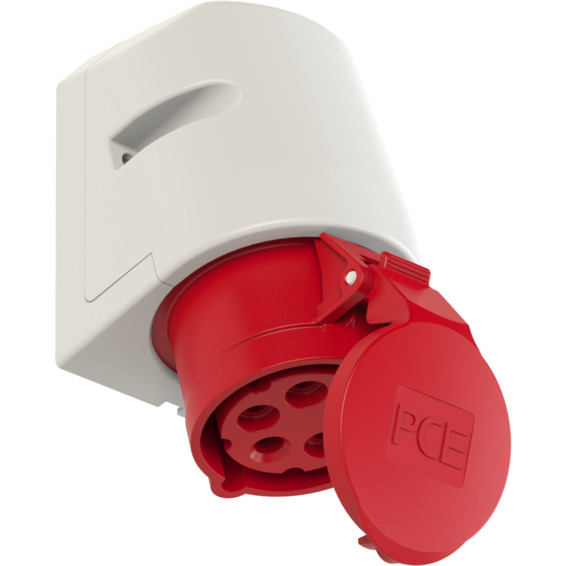 Stikkontakt Utvendig Skrå 16A 3Pol+N+J 400V 6H IP44 Stikkontakt Utvendig Skrå 16A 3Pol+N+J 400V 6H IP44