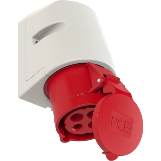 Stikkontakt Utvendig Skrå 32A 3Pol+J 400V 6H IP44 Stikkontakt Utvendig Skrå 32A 3Pol+J 400V 6H IP44
