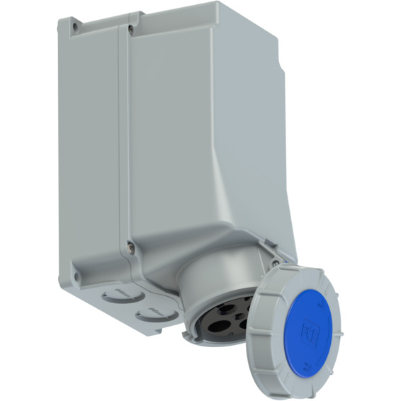 Stikkontakt Utvendig Skrå 125A 3Pol+J 230V 9H IP67 Stikkontakt Utvendig Skrå 125A 3Pol+J 230V 9H IP67