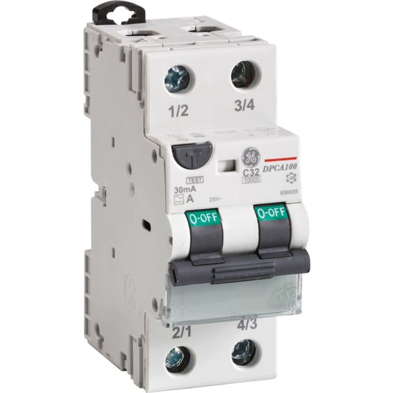 Jordfeilautomat 2P 10kA C 16/030 DPCA100C16/030 Jordfeilautomat 2P 10kA C 16/030 DPCA100C16/030
