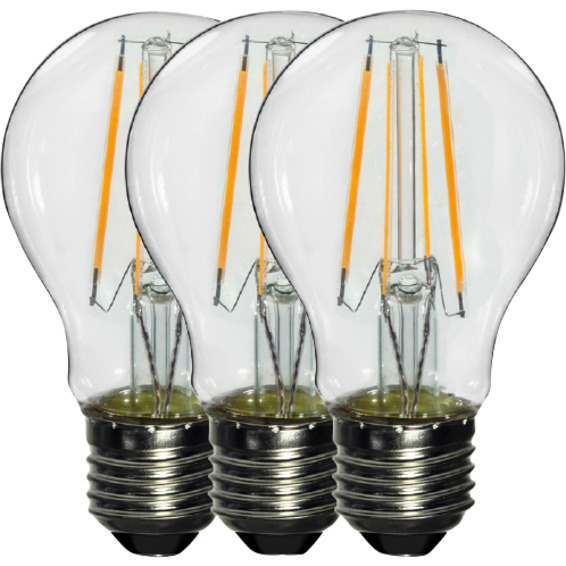 LED Pære Filament 6W E27 Klar 3 Pk LED Pære Filament 6W E27 Klar 3 Pk