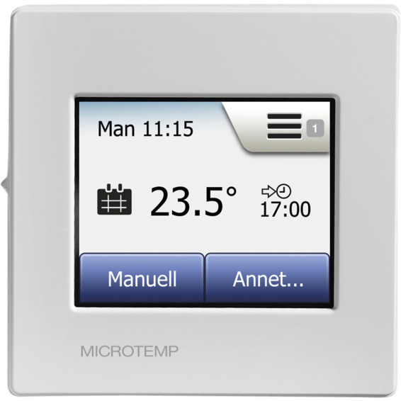 Termostat MCD5-1999H med ur og touchdisplay hvit Termostat MCD5-1999H med ur og touchdisplay hvit