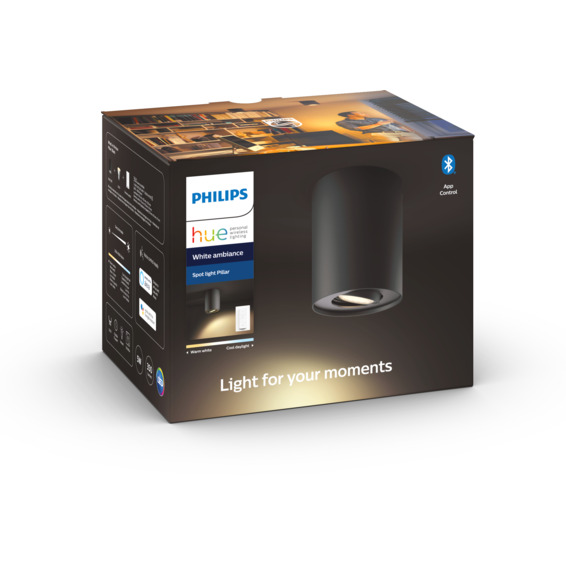 Philips Hue WA Pillar Enkel Spot 5.5W Sort ink dim Philips Hue WA Pillar Enkel Spot 5.5W Hvit