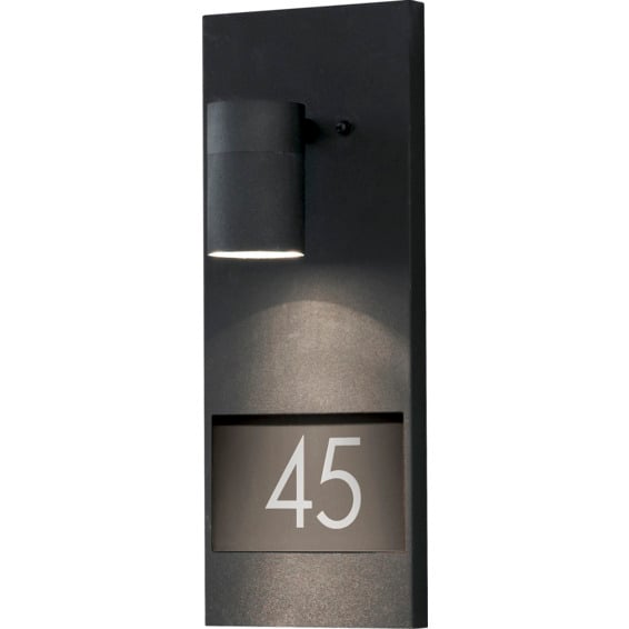 Modena vegglampe GU10 svart inkl husnummer IP44 Modena vegglampe GU10 svart inkl husnummer IP44