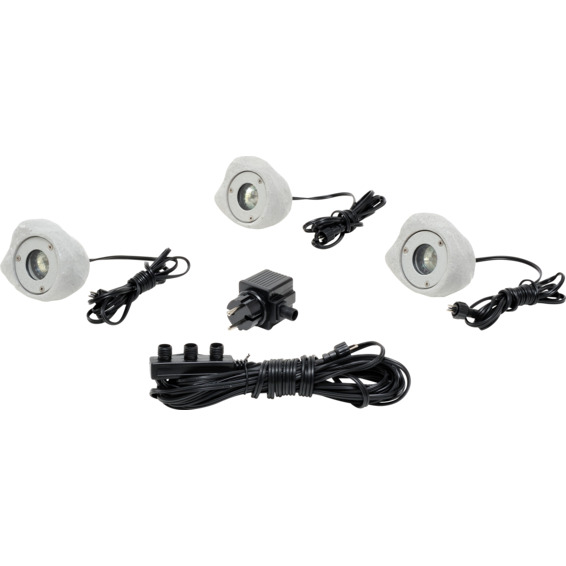Amalfi dekorbelysning stein LED 3stk/sett inkl trans IP44 Amalfi dekorbelysning stein LED 3stk/sett inkl trans IP44