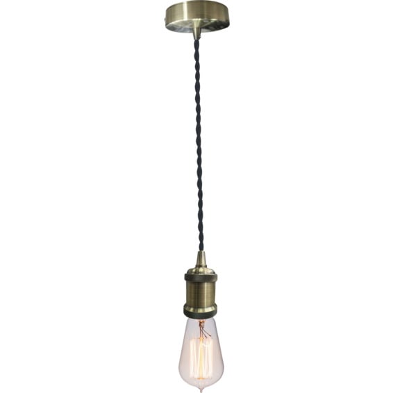 Lampeholder Blank Bronze 3 med vridd svart lampeledning Lampeholder Blank Bronze 3 med vridd svart lampeledning
