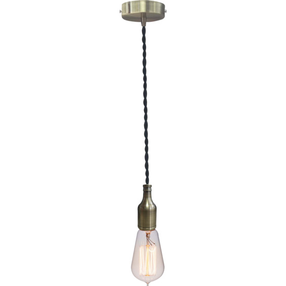 Lampeholder Blank Bronze 13 med vridd svart lampeledning Lampeholder Blank Bronze 13 med vridd svart lampeledning