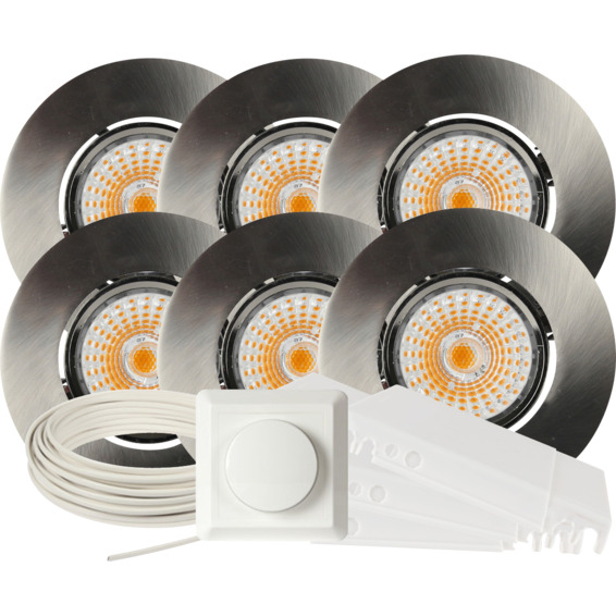 Komplett Altea Tilt Downlightpakke Børstet Stål Komplett Altea Tilt Downlightpakke Børstet Stål