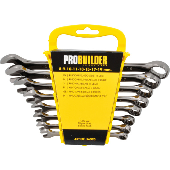 Probuilder Kombinasjonsnøkkelsett 8-19mm 8 deler Probuilder Kombinasjonsnøkkelsett 8-19mm 8 deler