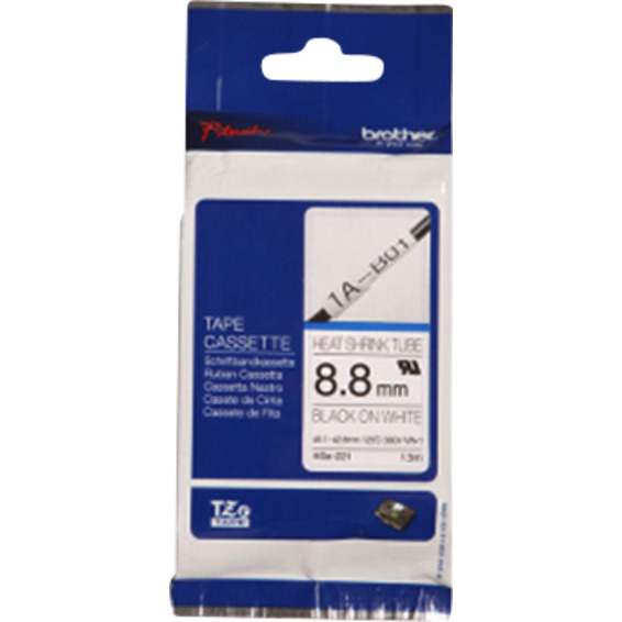 Krympestrømpe Brother HSE-221 8,8mm x 1,5m, Sort på hvit Krympestrømpe Brother HSE-221 8,8mm x 1,5m, Sort på hvit